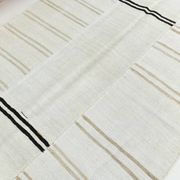 Kilim Turc Écru à Rayures, Style Scandinave, Salon et Chambre, 176x252Cm