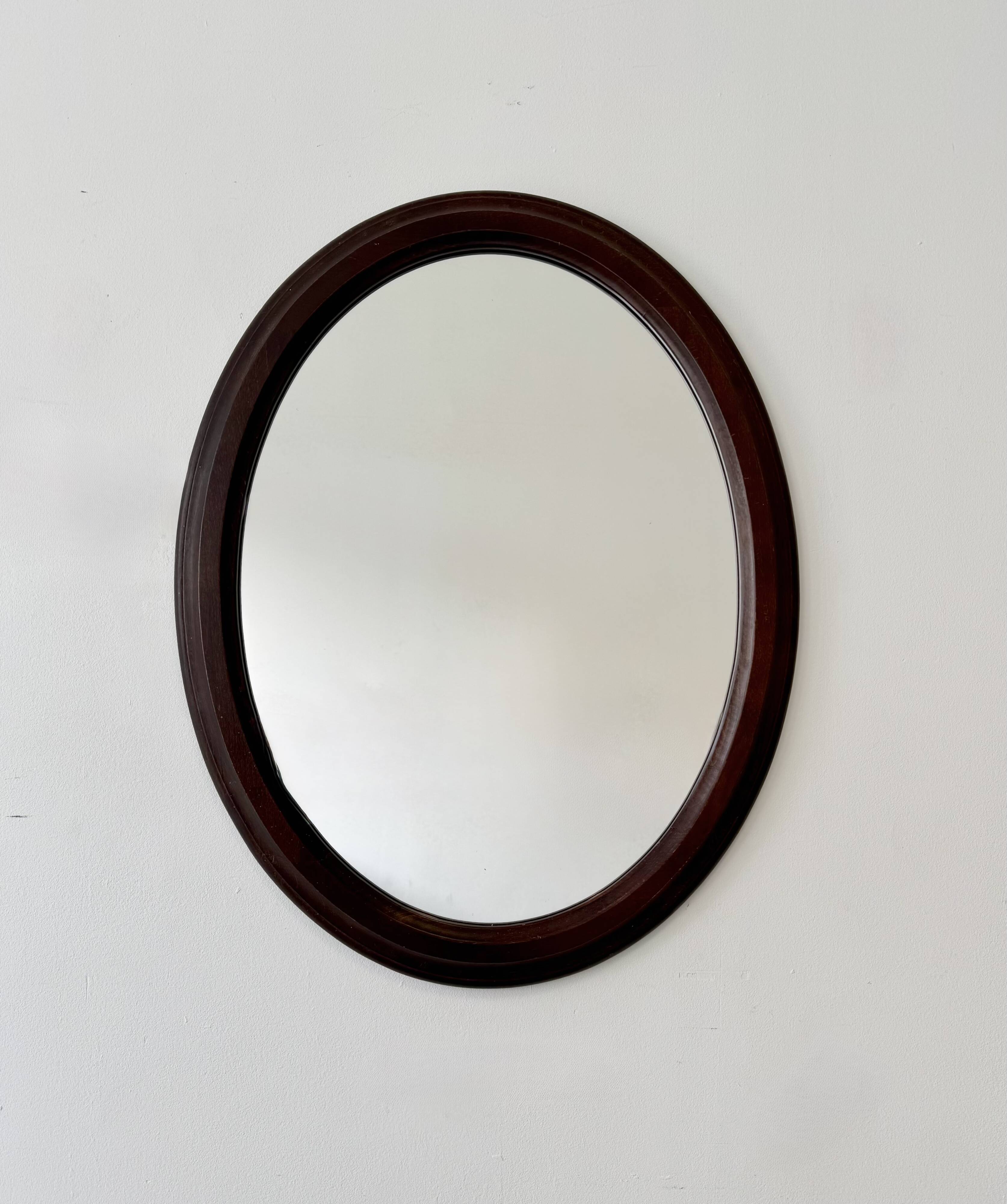 Vintage Oval Mirror Wooden Frame