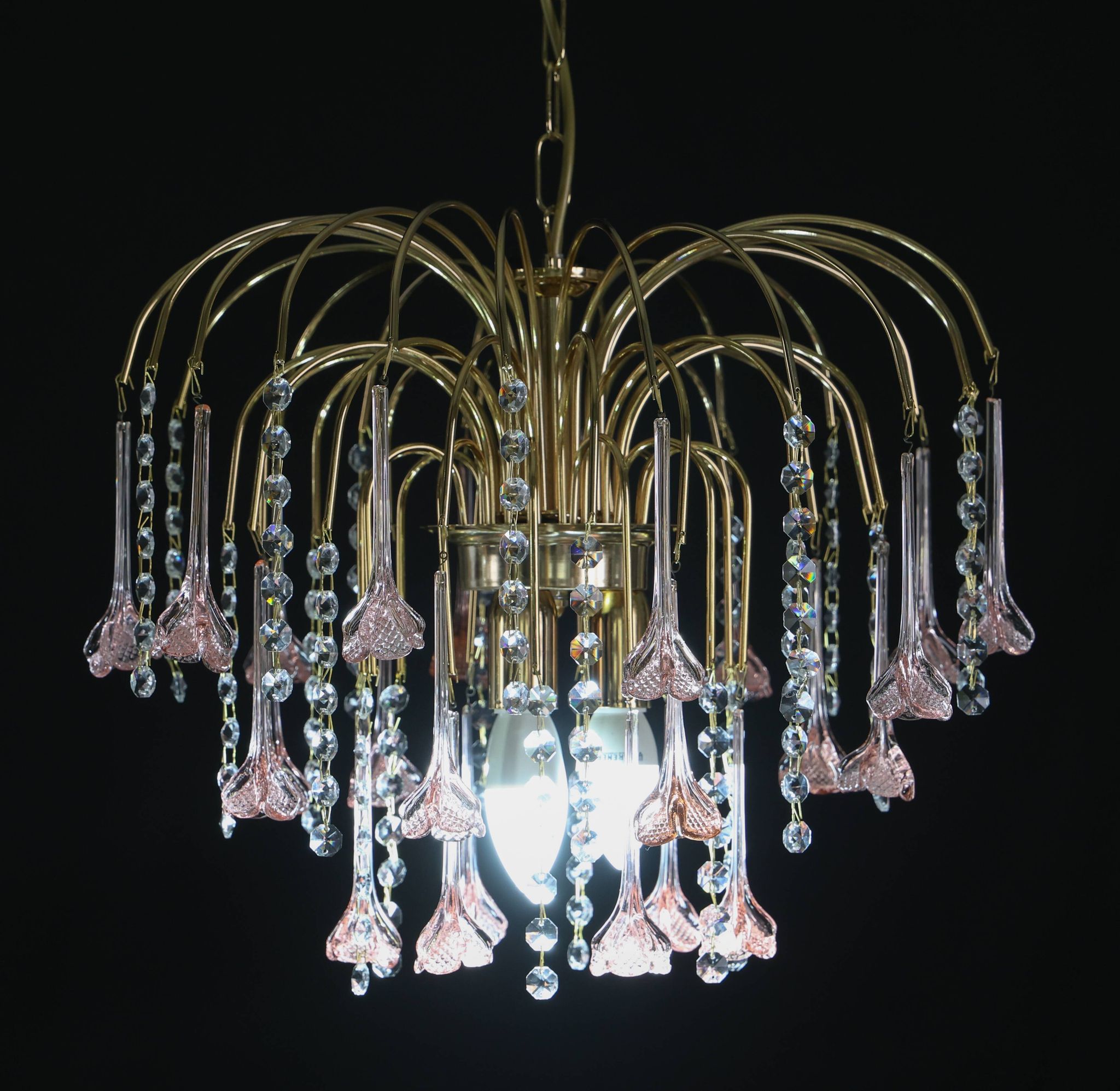 Meryl Streep, Pink Murano Flowers and Crystal Drops Chandelier, 1980s
