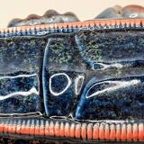 Lobster barbotine signed Michel Caugant midnight blue / coral