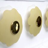 Set of three wall lamps by Fabbian in murano glass and brass. Italy 1970s
