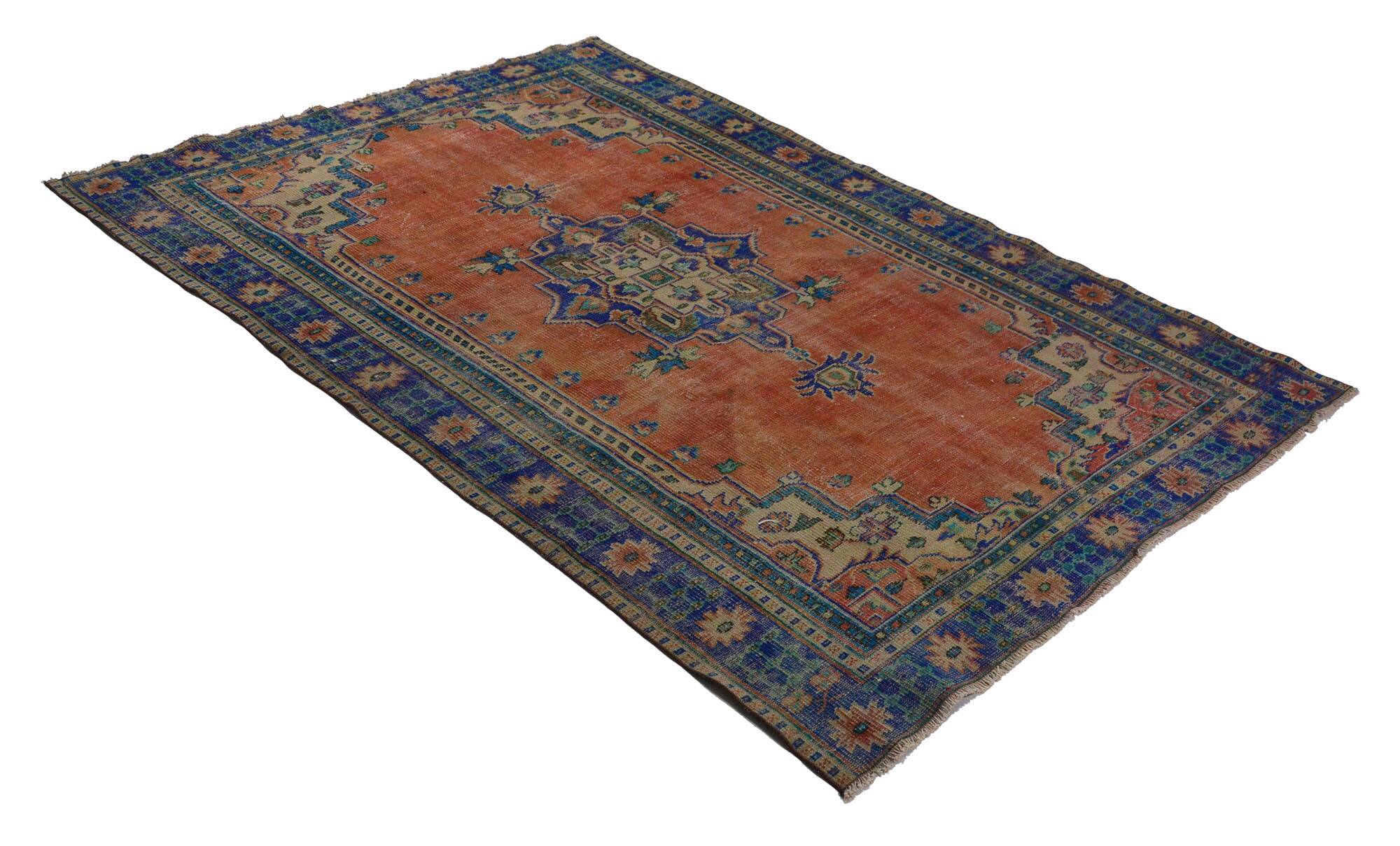 Turkish Anatolian Handmade Vintage Area Rug 285 cm x 185 cm