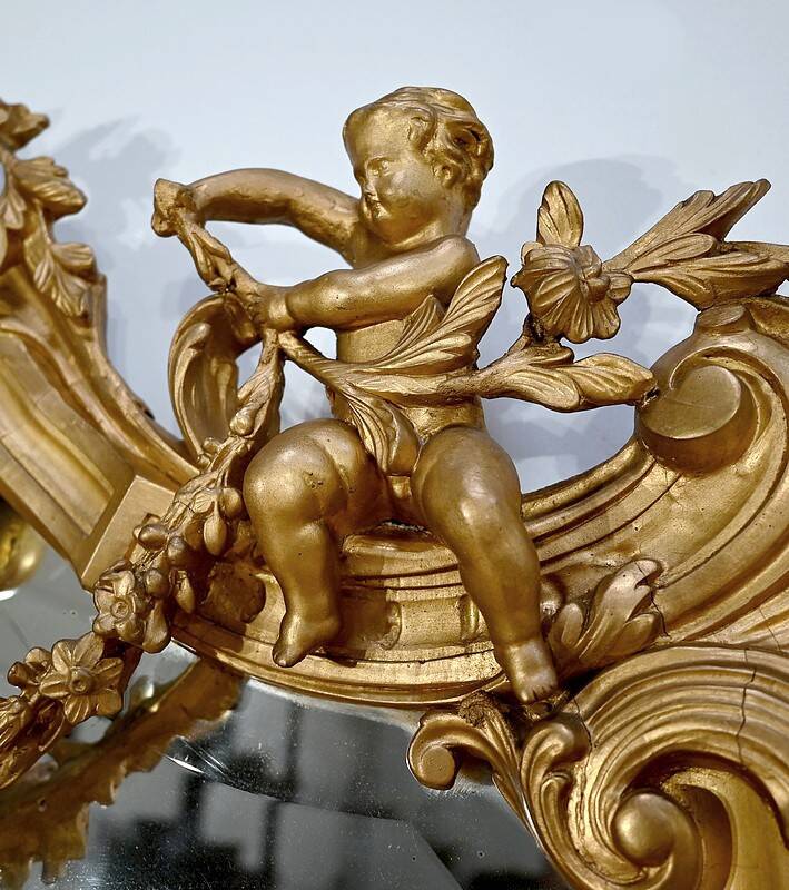 Important mirror in the style of Louis XIV – Louis XV, Napoleon III period – Mid-19th century