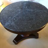 Large mahogany and marble empire pedestal table