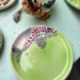 Vintage Vallauris ceramic dinnerware set. Fish design. 1960s