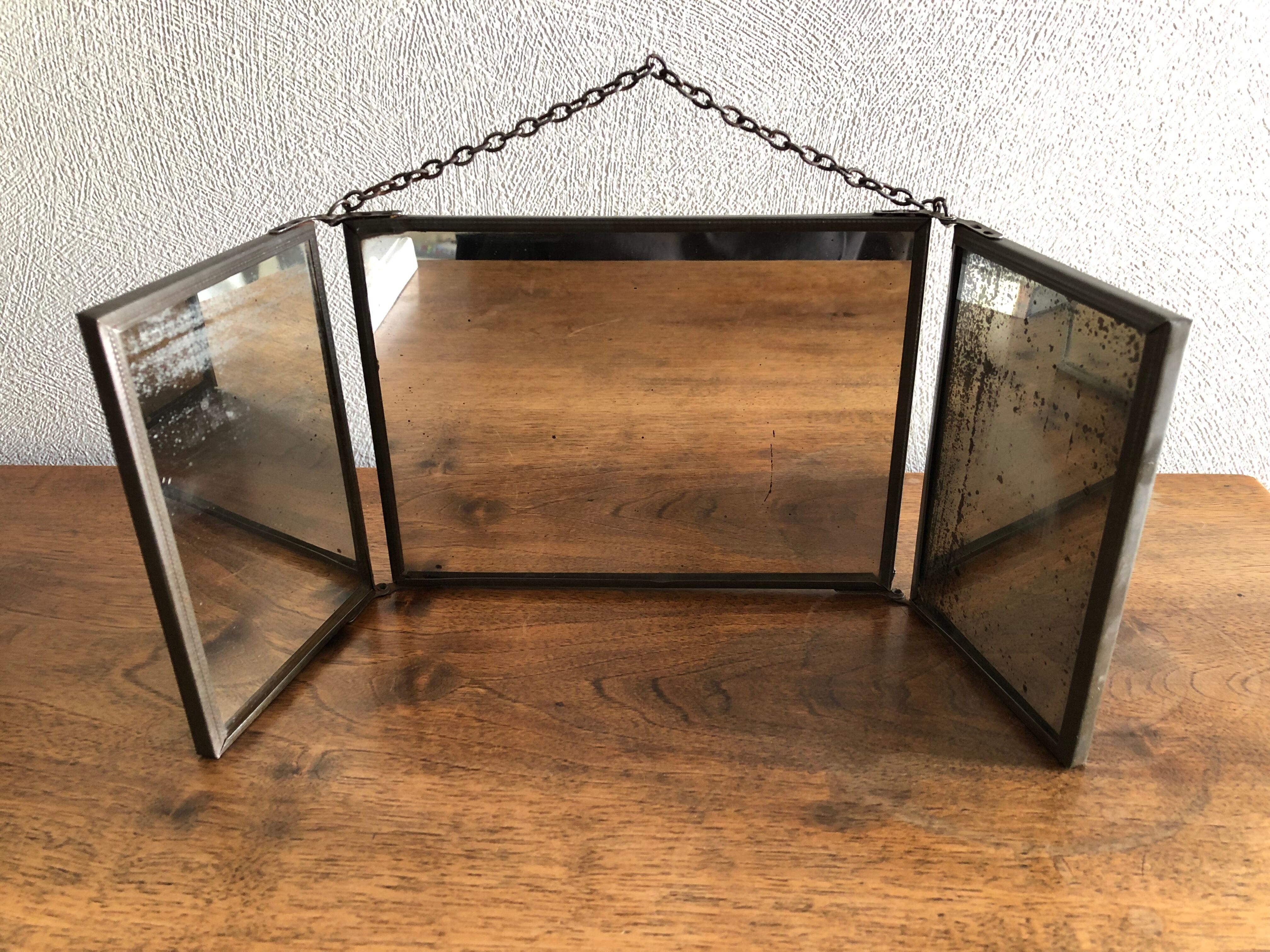 Triptych barber mirror 41.5 x 15 cm