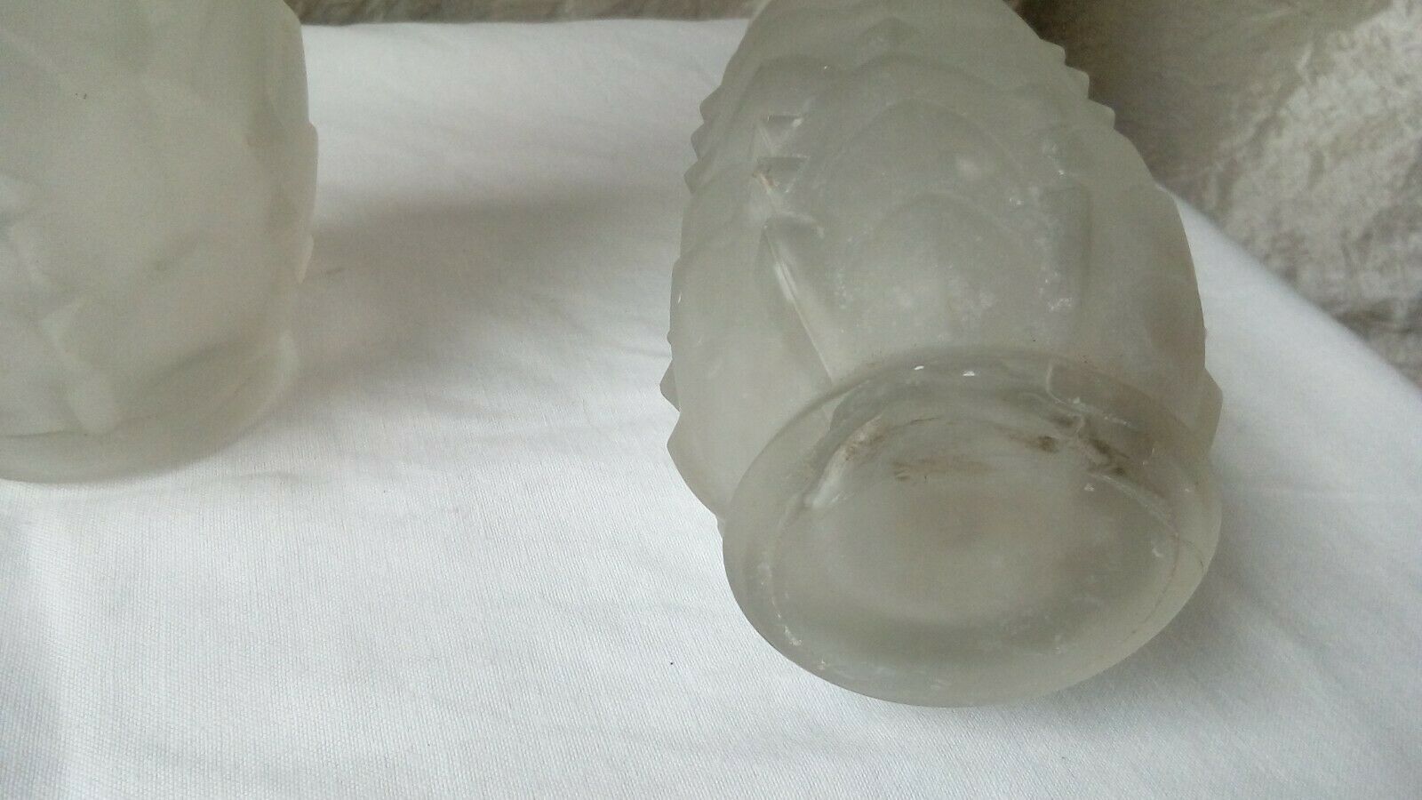 Pair of glass vases frost compress epoque art deco