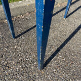 Blue-painted wooden table with drawer