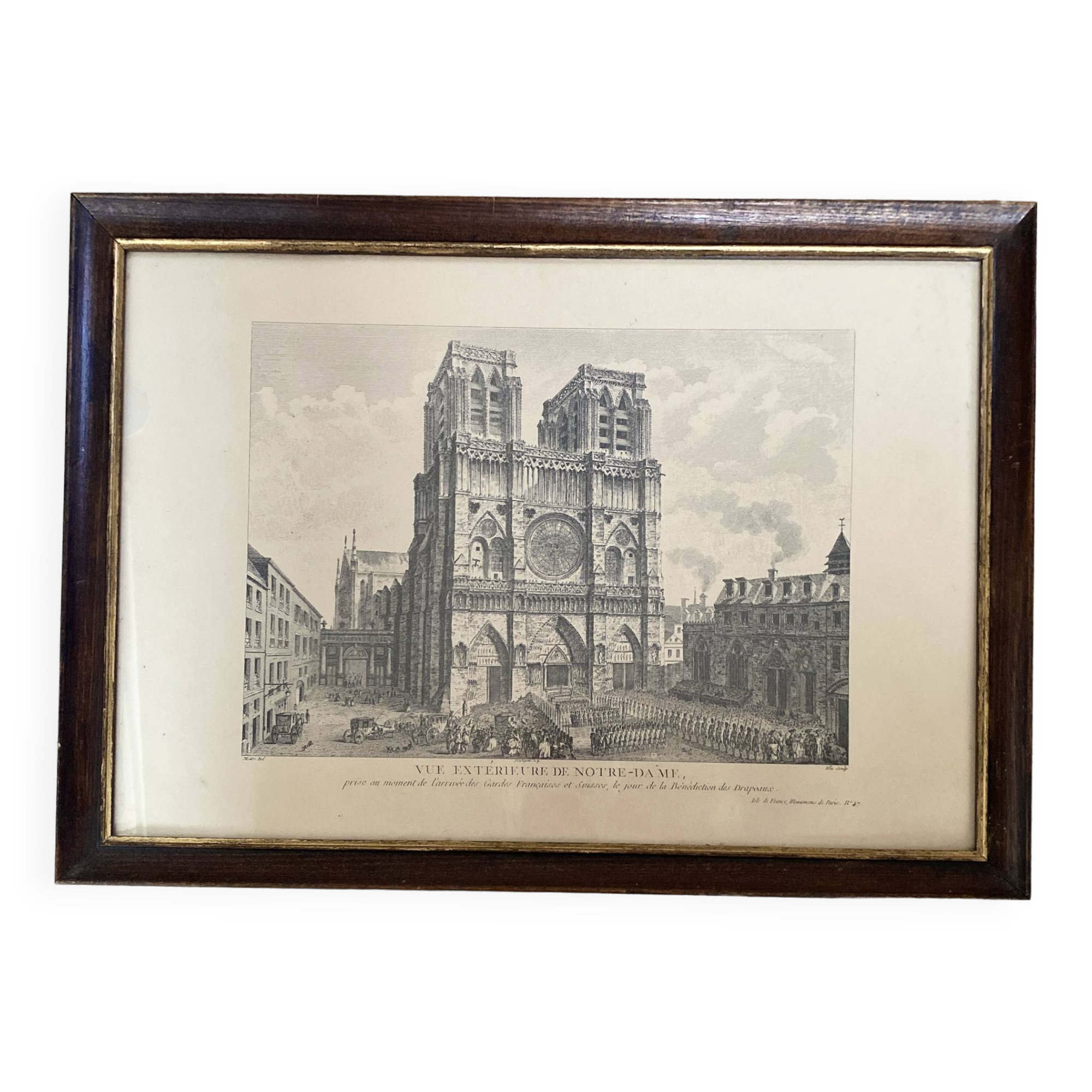 Paris 19th engraving, glass frame