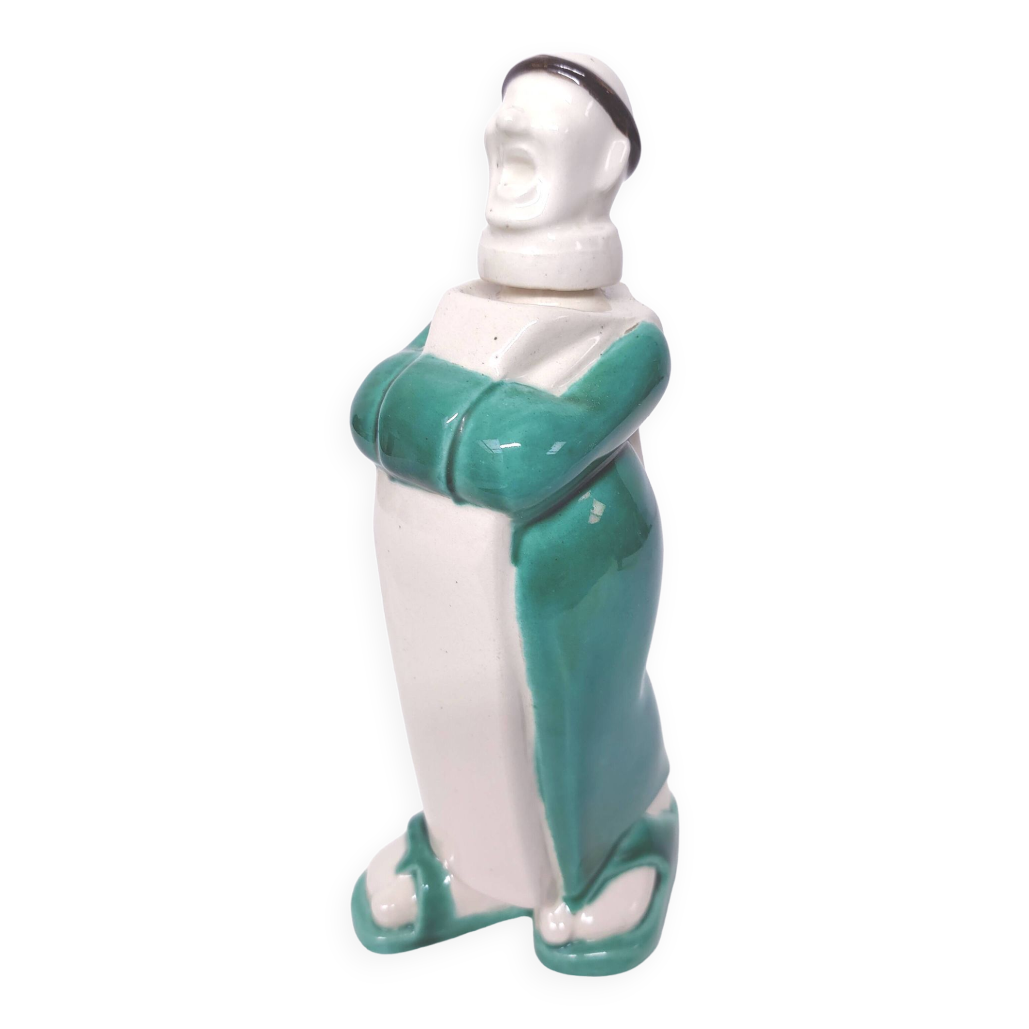 Monk earthenware liqueur bottle Franor Royale 1940s