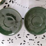 Apilco bistro coffee cups, green and gold