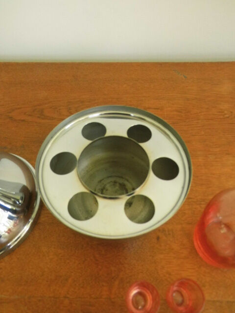 Chrome pear with pitcher and 6 glasses pink