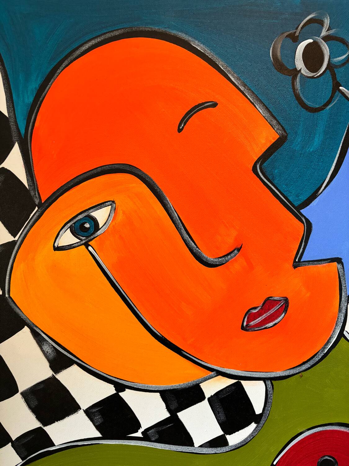 Portrait moderne et abstrait signé Quili