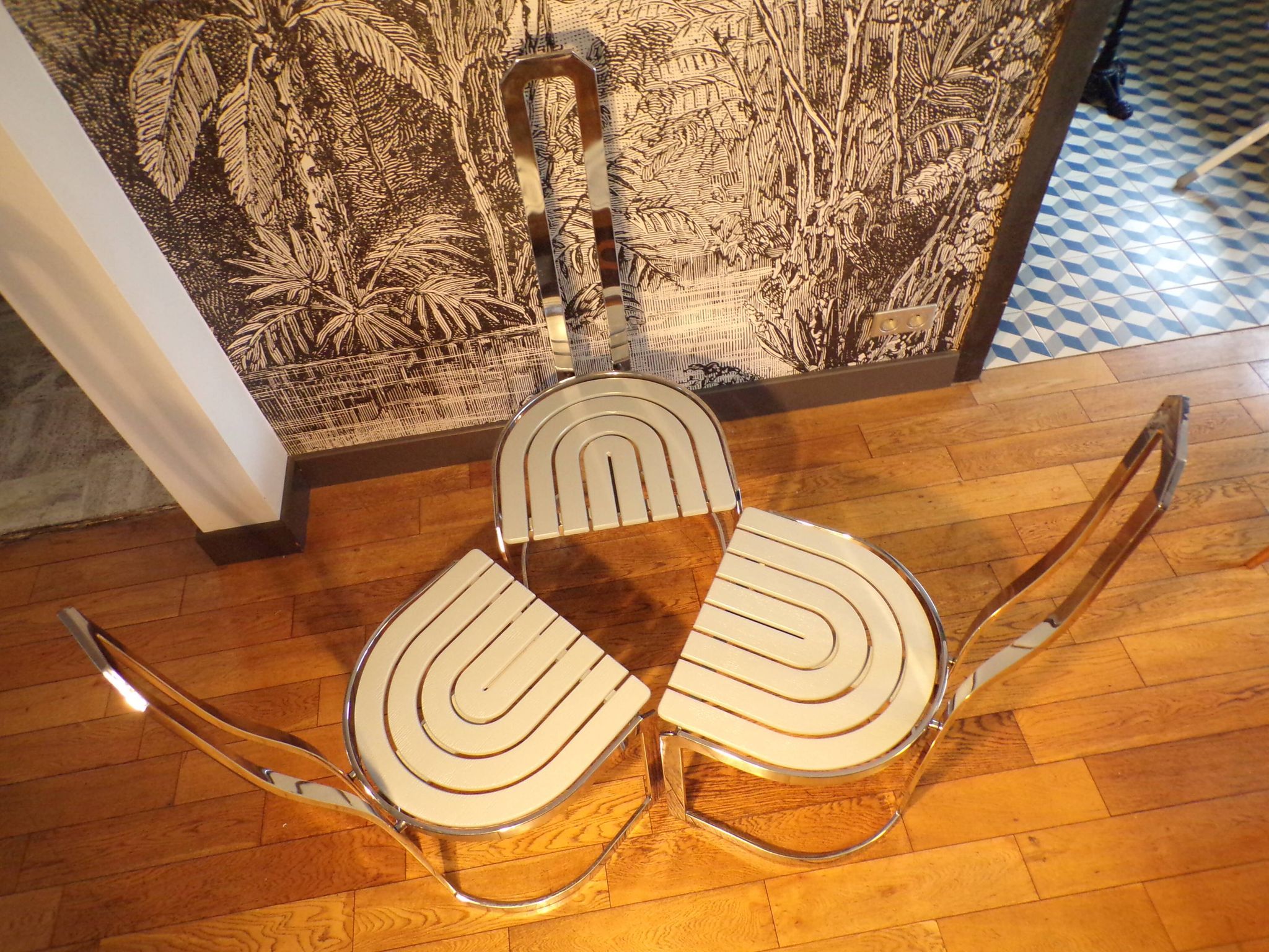 Set 3 chaises repas Allmilmö métal chromé