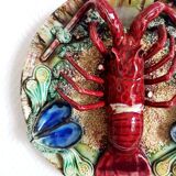 Lobster plate Palissy ceramic