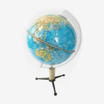 Globe terrestre lumineux vintage 1950