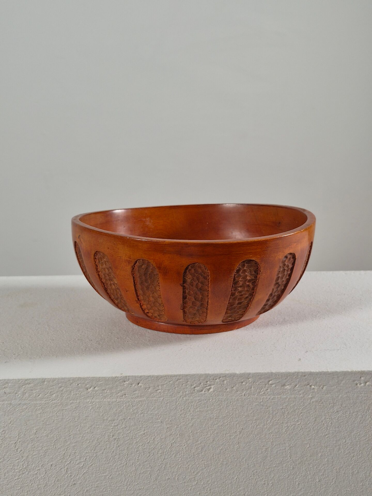 Antique hand carved signed folk art bowl 1930