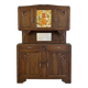 Antique Art Nouveau display cabinet in carved wood with marble top.