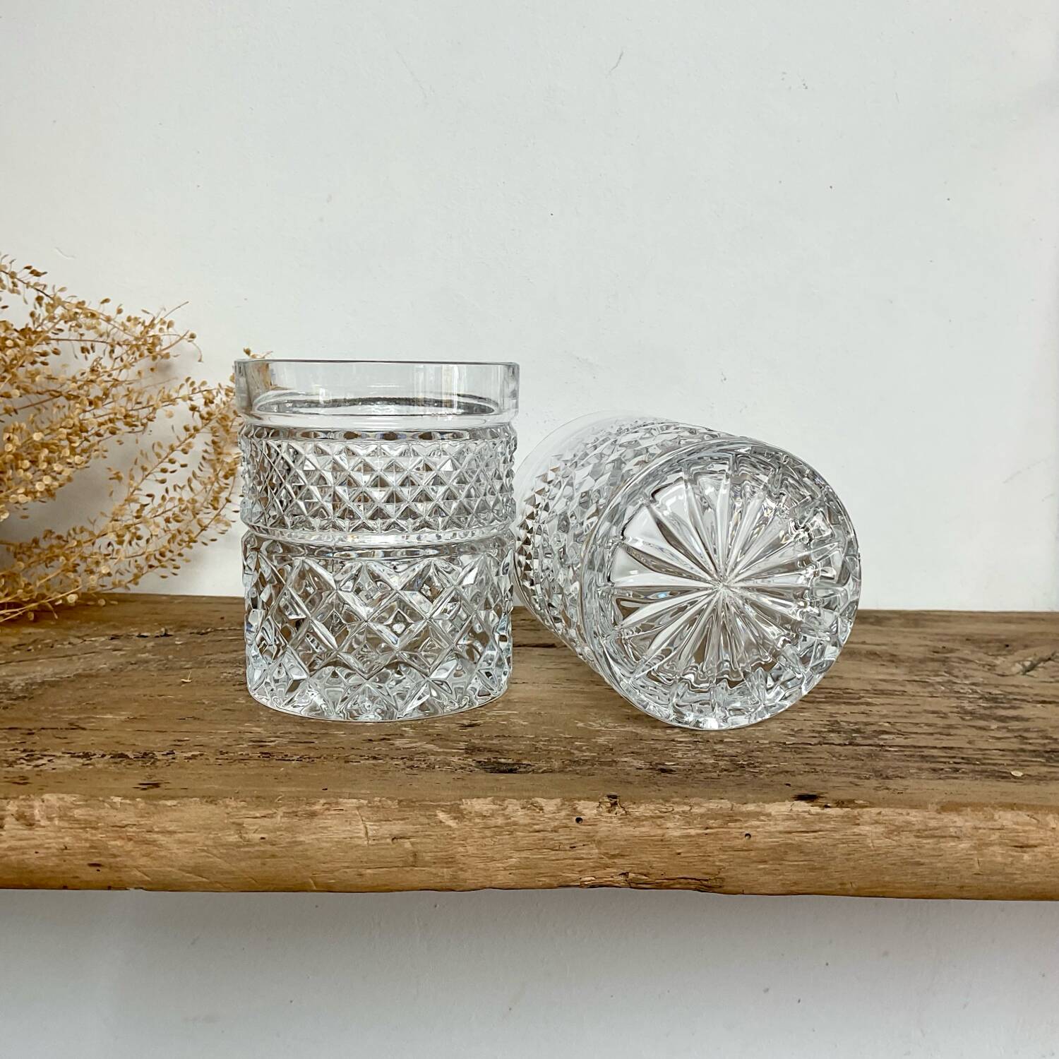 5 vintage whiskey glasses
