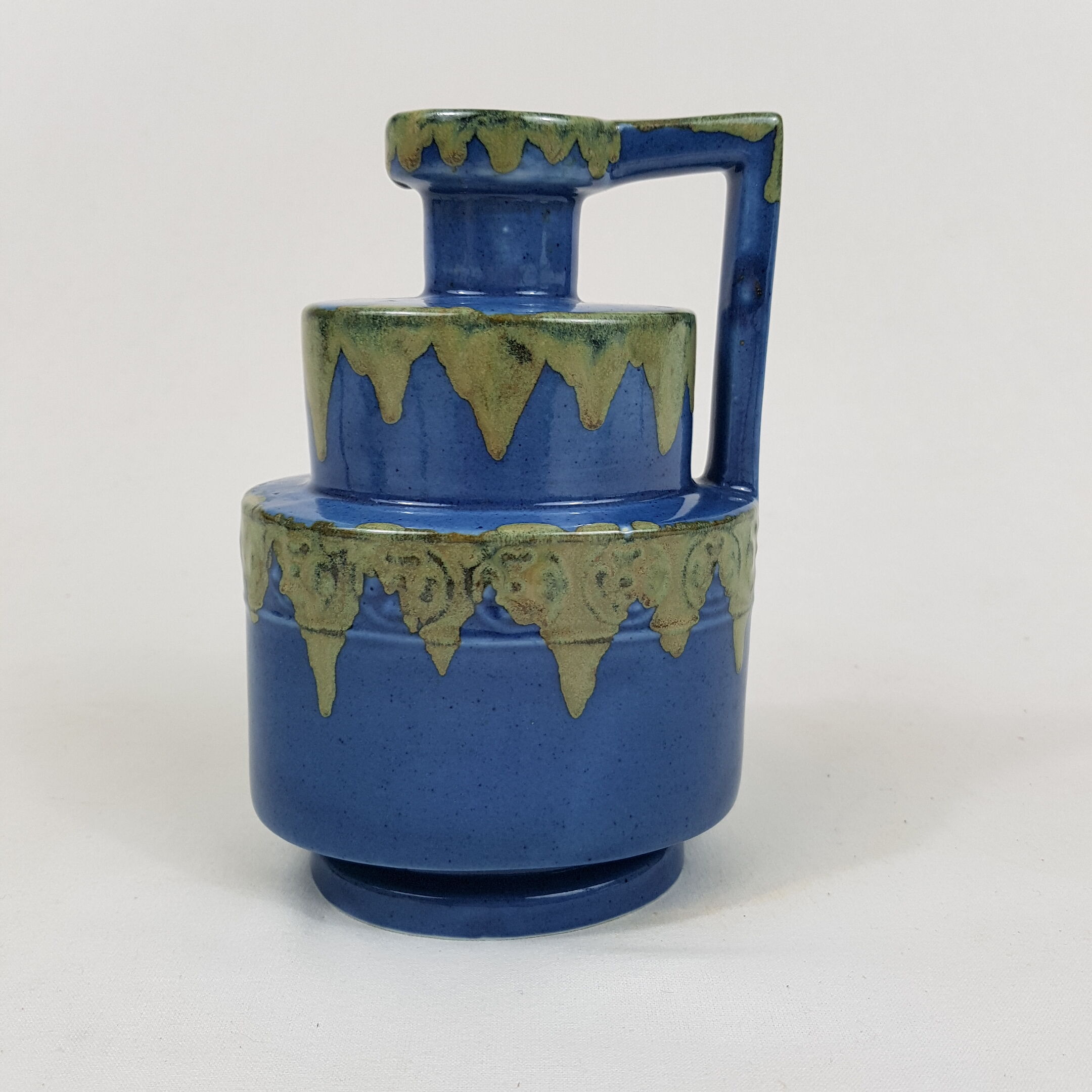 Vase à anse céramique bleue et verte