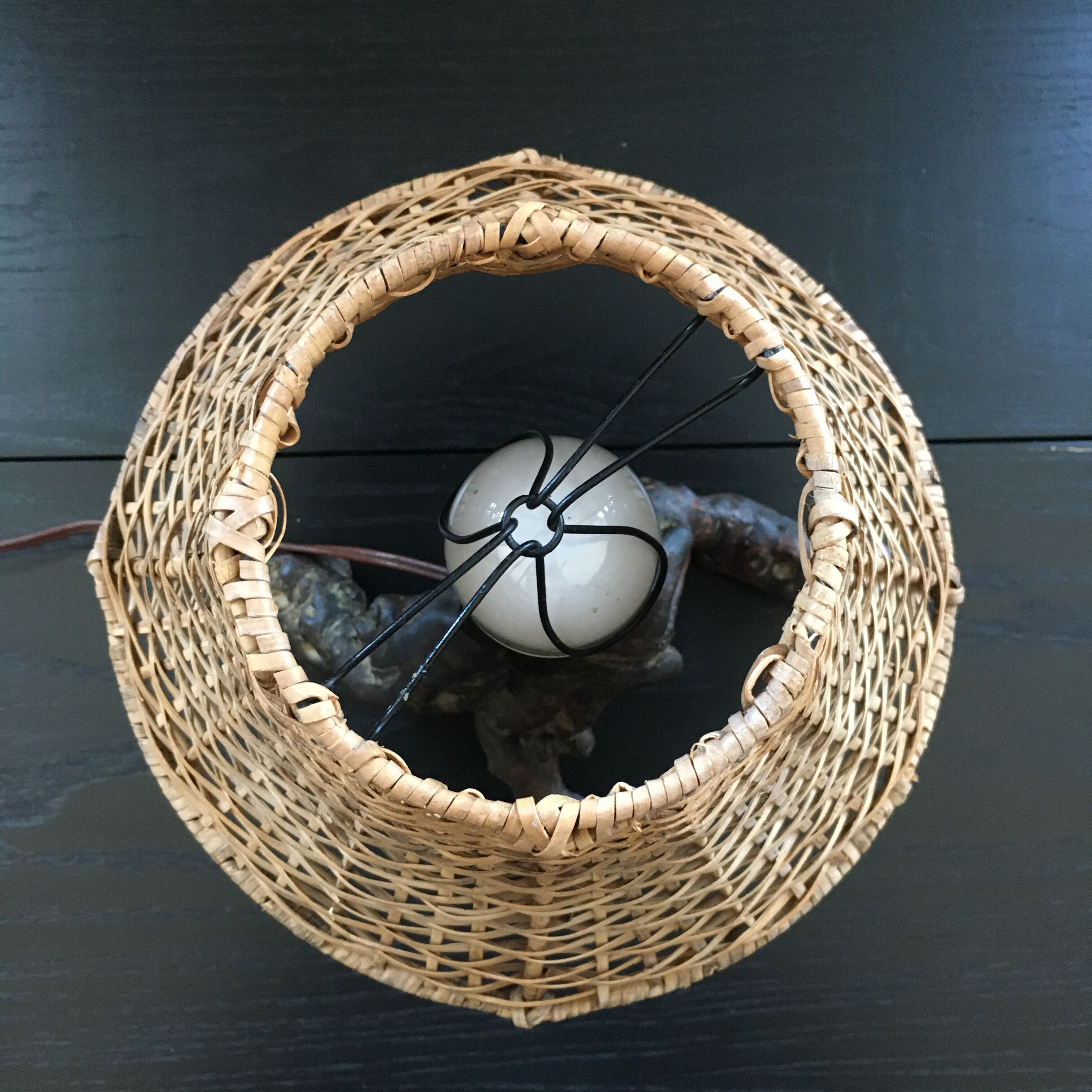 Lamp in vine roots and rattan