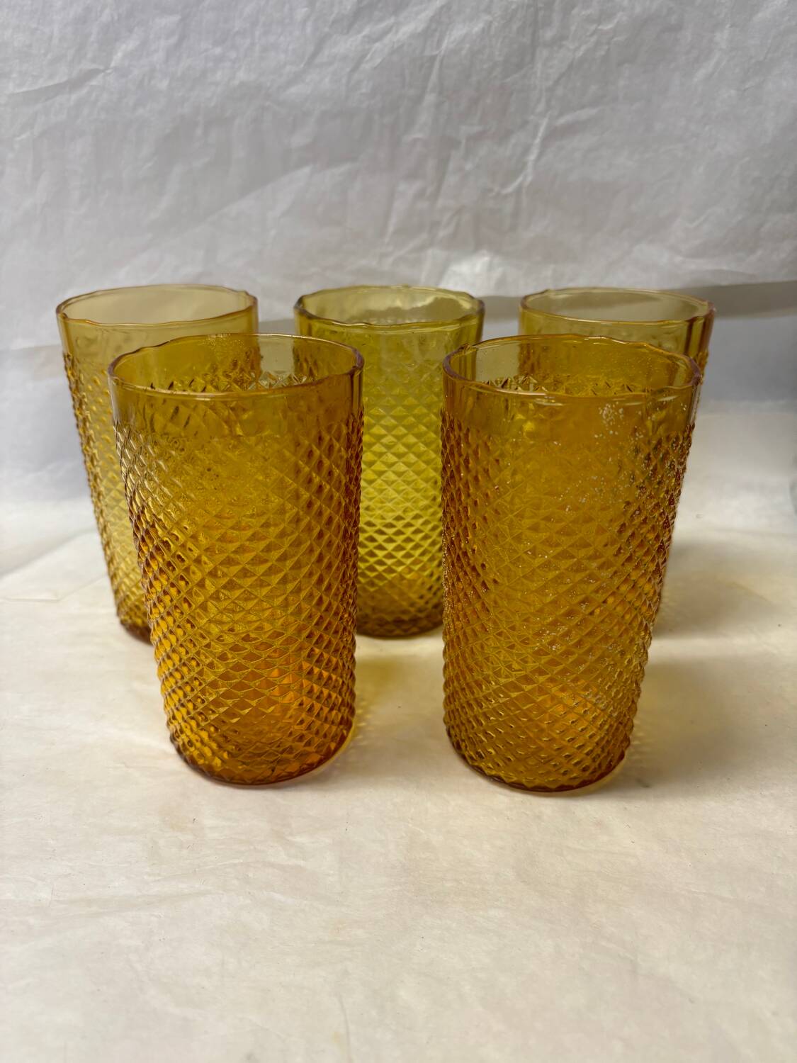 Set of 5 amber orangeade glasses