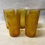Set of 5 amber orangeade glasses