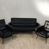 3-seater sofa and 2 vintage armchairs feet compass