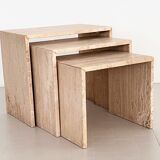 Nesting coffee tables in travertine stone from the 1970