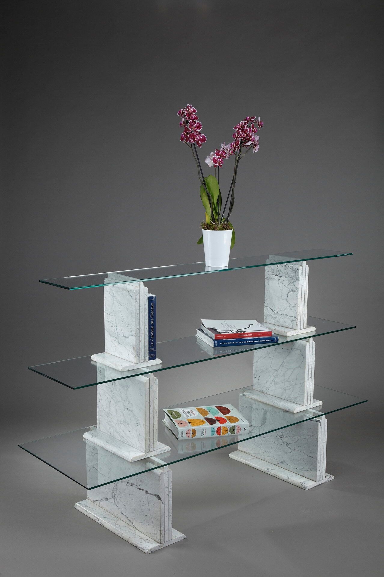 Carrara marble and glass library - 1970