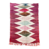 Tapis berbère Kilim Boucherouite rose à losanges colorés 306x171cm