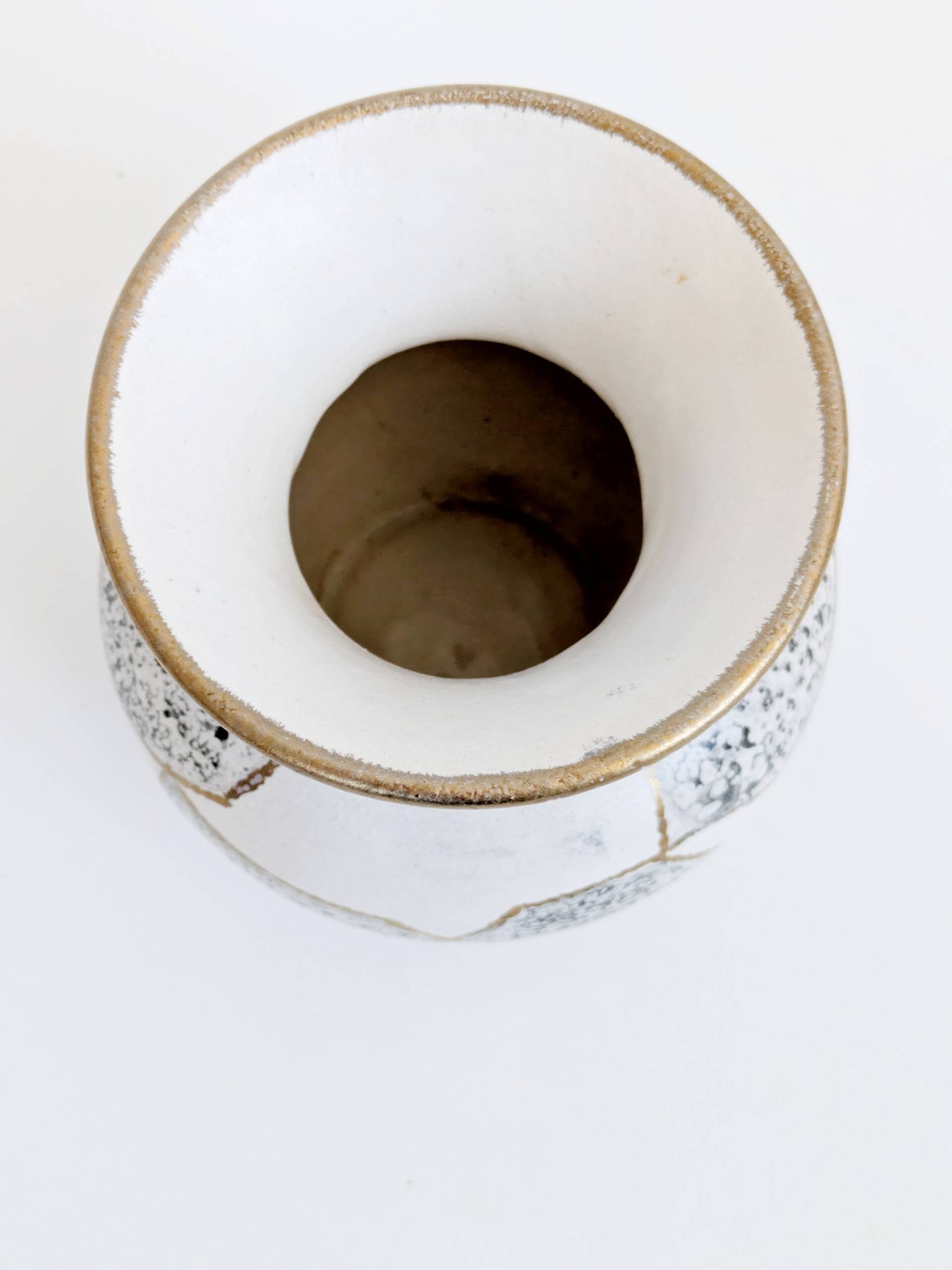 Midcentury German West Vase, Ü geometric black and white ceramic