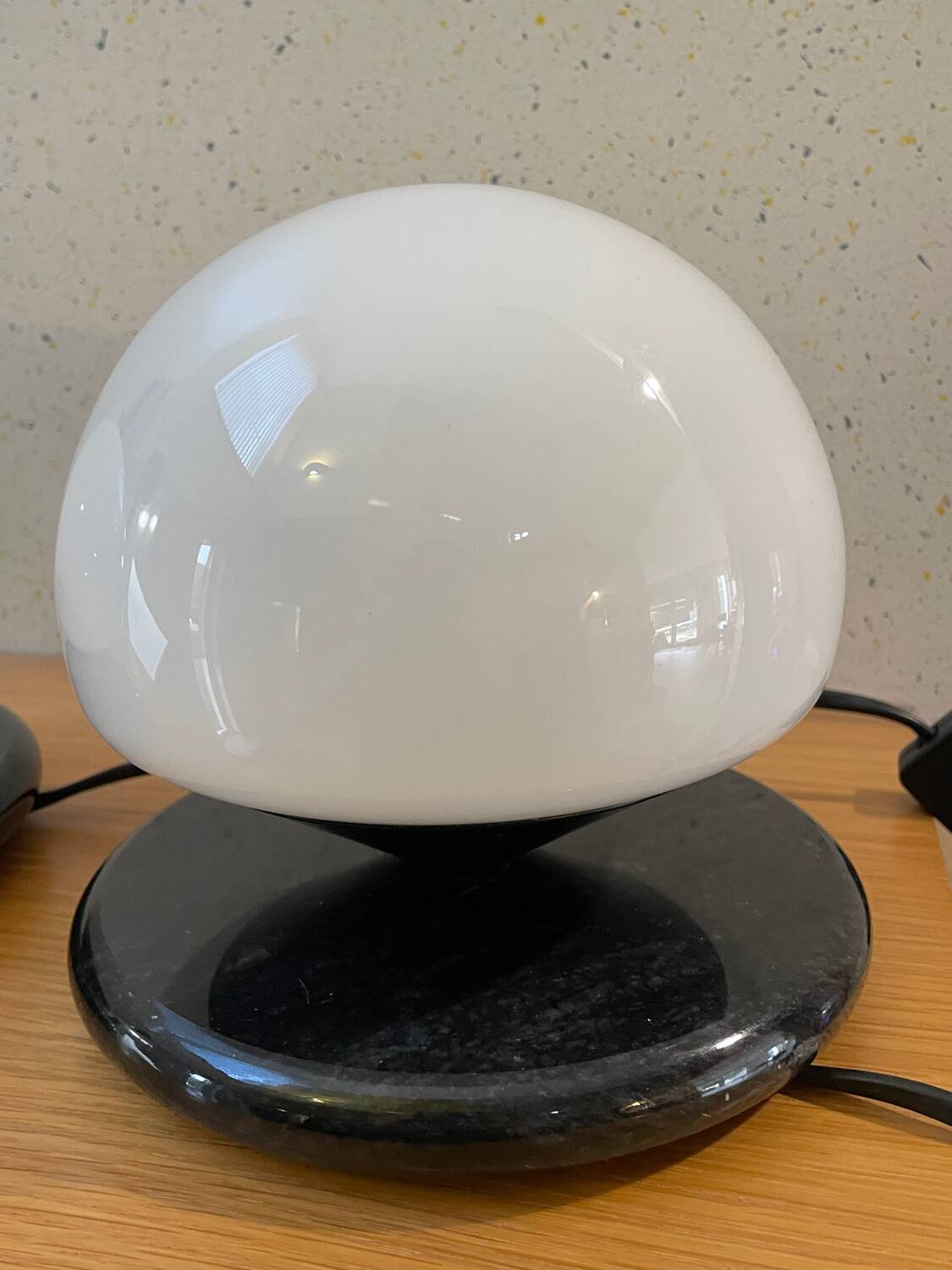 Glass and marble mushroom lamps