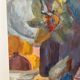Still life and flowers, oil on panel signed Marina Farolet.