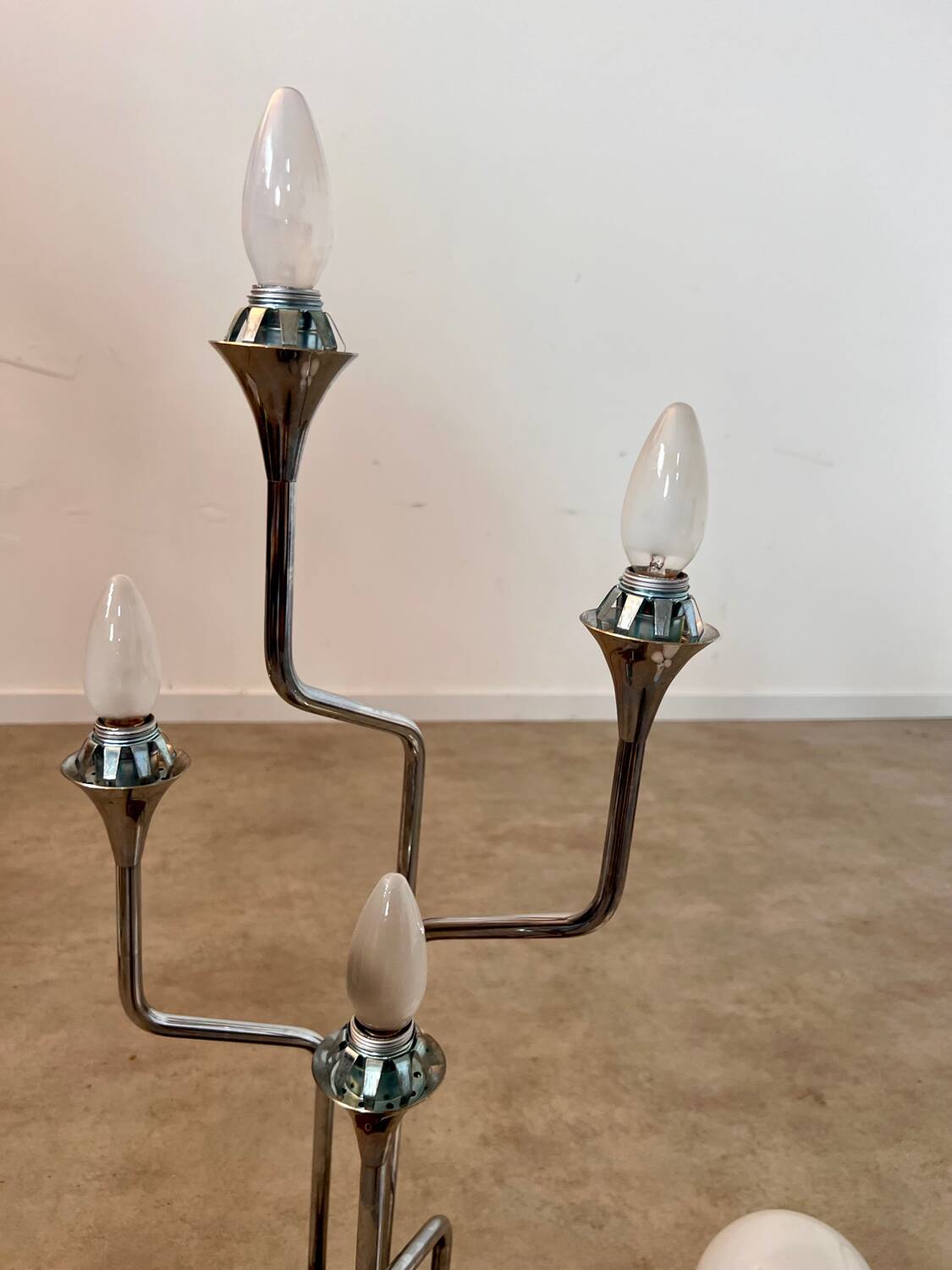 Old metal table lamp Italian design Gioffredo REGGIANI 70s vintage 4 lights