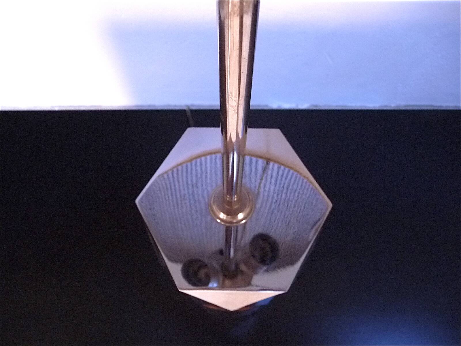 Set of 2 Brutalist Sculptural Chromed Metal Table Lamps, Italy 1960s