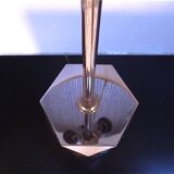 Set of 2 Brutalist Sculptural Chromed Metal Table Lamps, Italy 1960s