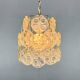 1970s Brass & Pressed Glass Chandelier, Czechoslovakia