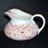 Pexonne earthenware vase/jug with a red floral rustic design