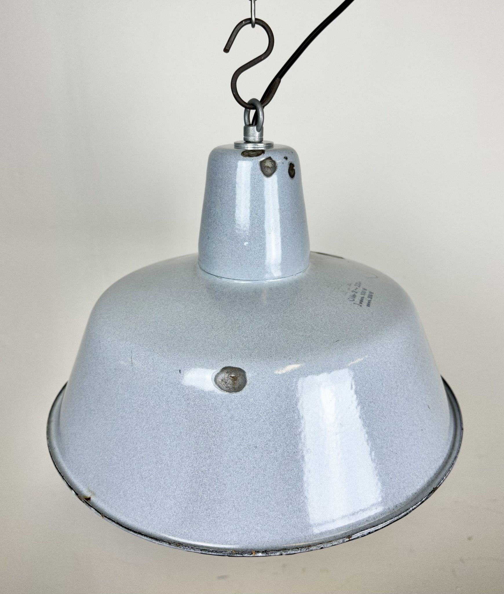 Industrial grey enamel factory pendant lamp, 1960s