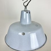 Industrial grey enamel factory pendant lamp, 1960s