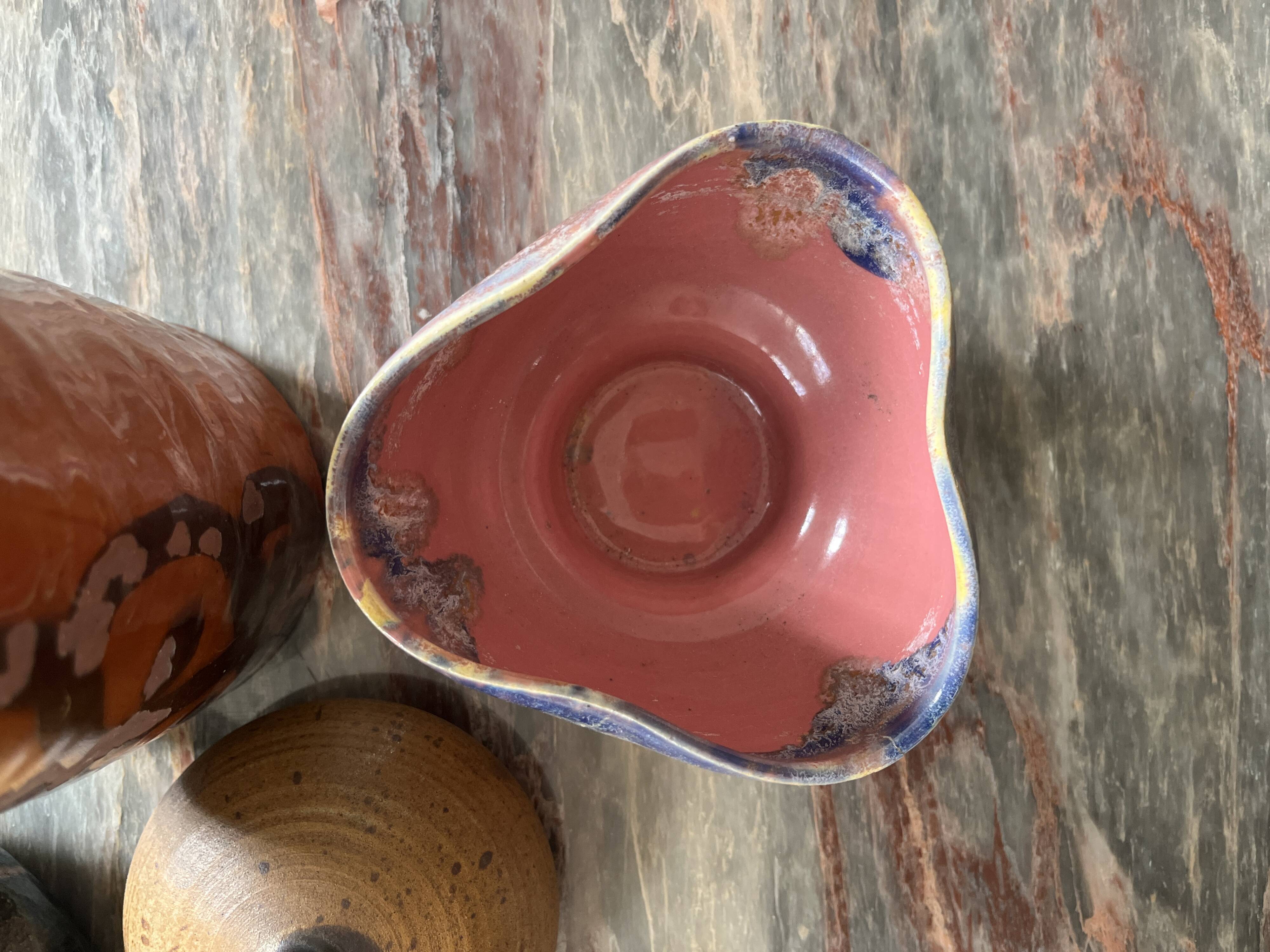 Arts cerams Grand feu enameled ceramic bowl, Saint Armand 1960