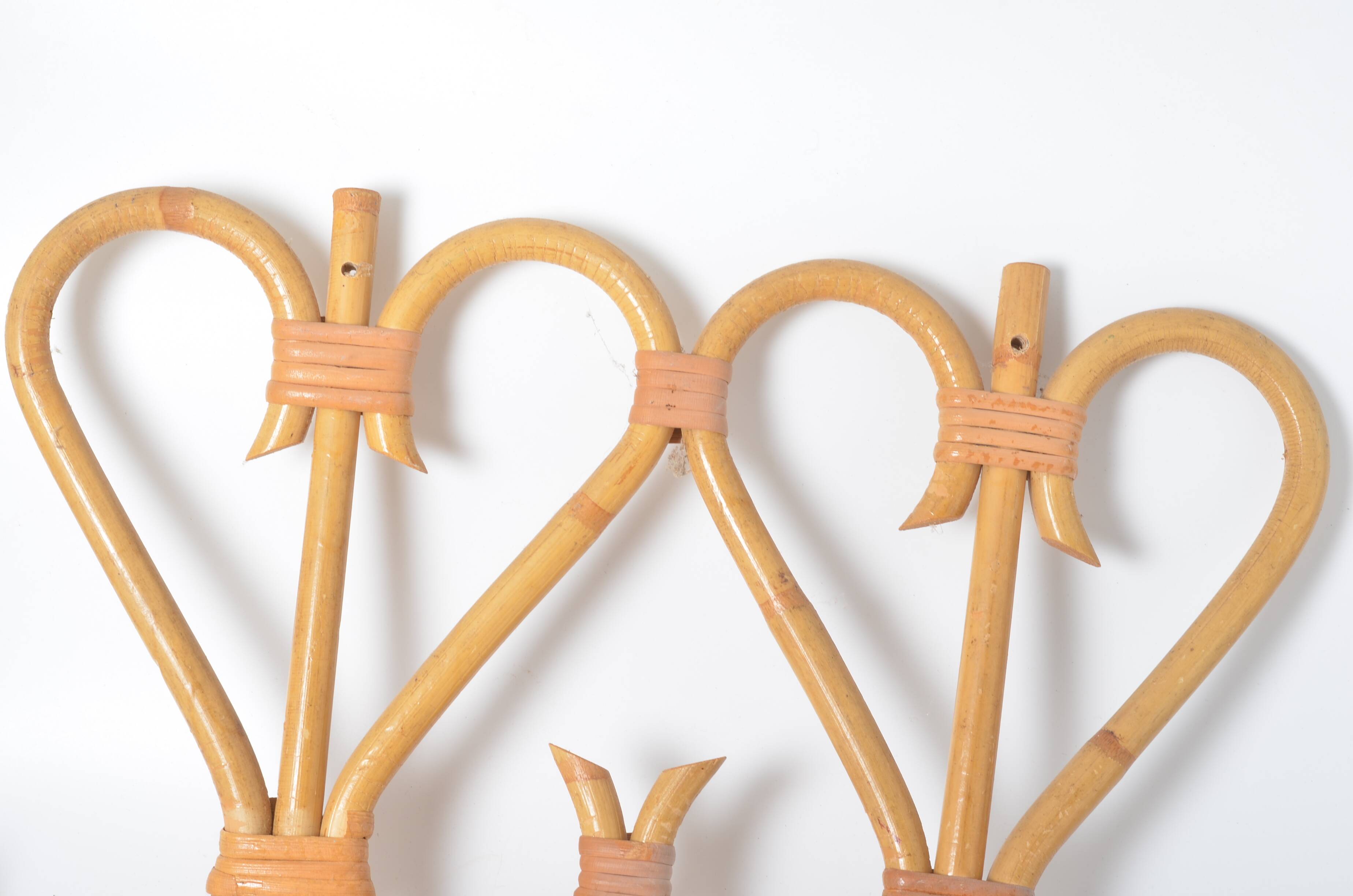 Double rattan coat rack