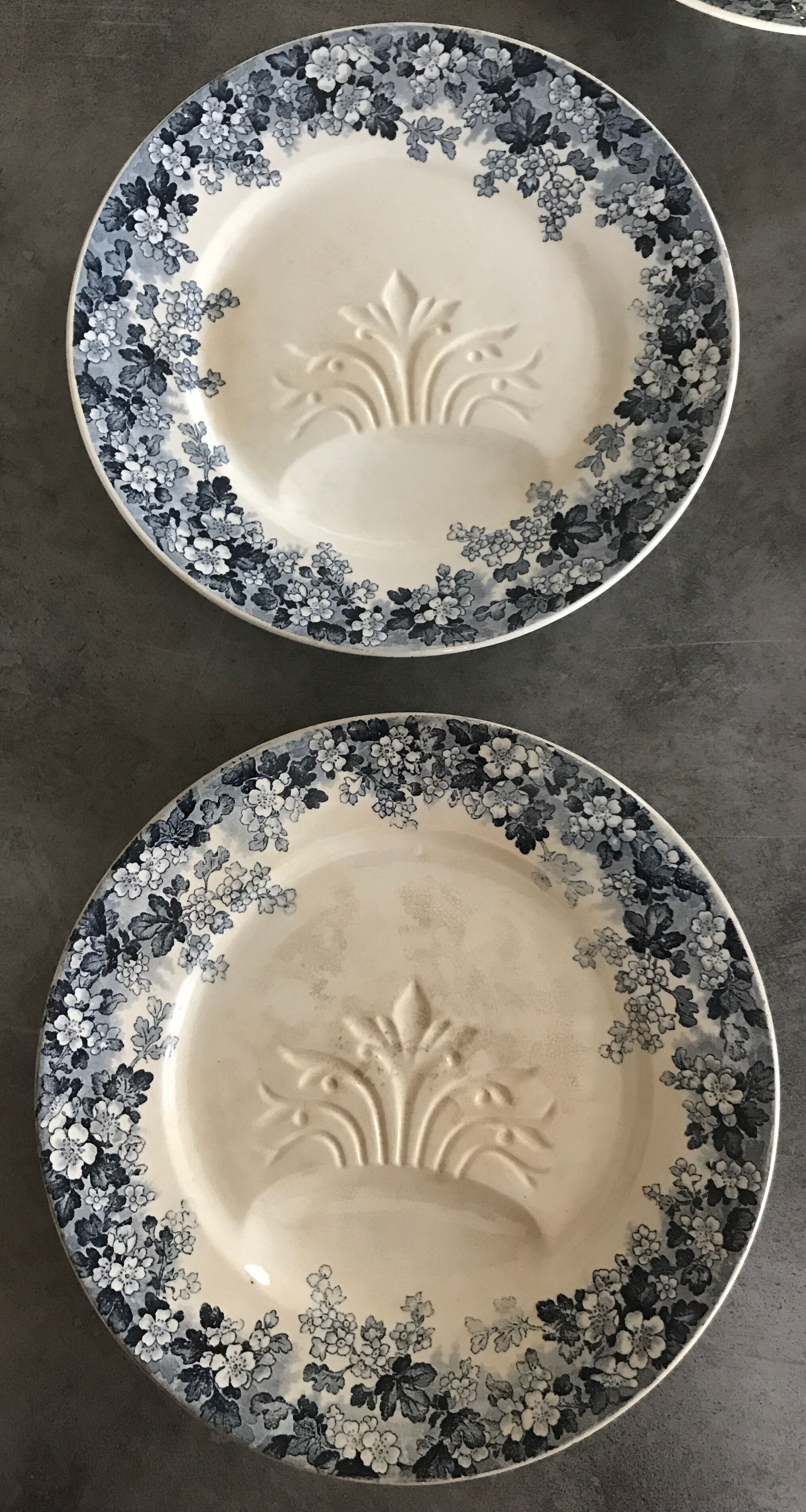 Set of 8 old asparagus plates model récamier sarreguemines & digoin