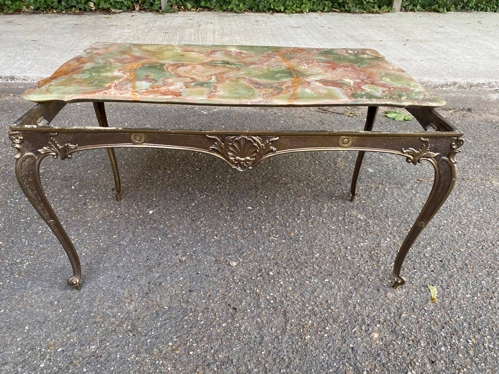 Louis XV gilt bronze and onyx coffee table