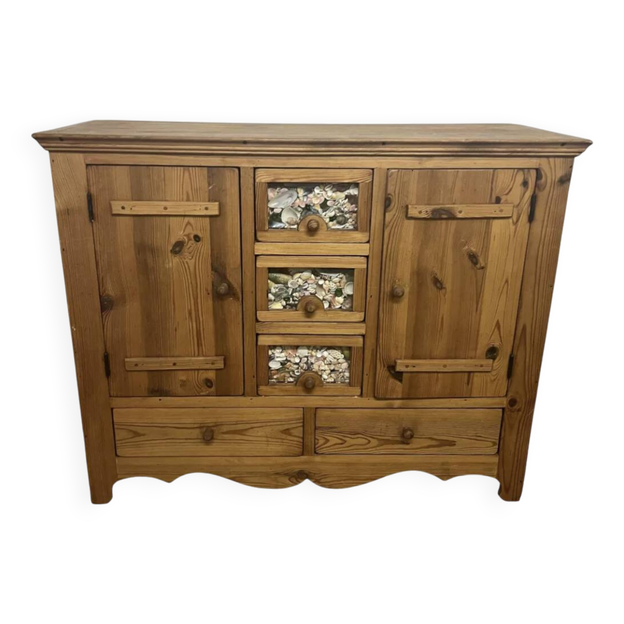 Vintage solid pitch pine chest of drawers