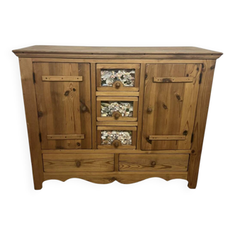 Commode en pitchpin massif vintage