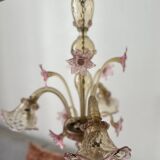 Lustre en verre de Murano fleurs vénitien, circa 1950/1970 rose jaune