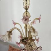 Murano glass chandelier Venetian flowers, circa 1950/1970 pink yellow