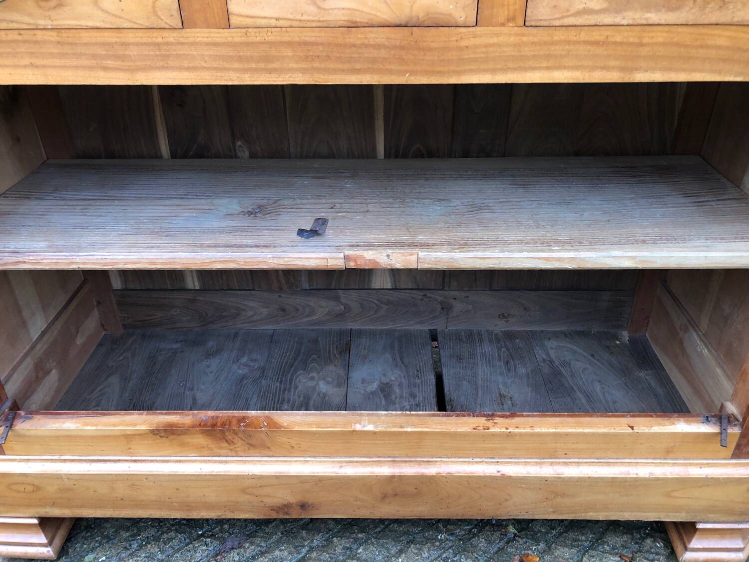 Antique low sideboard in solid cherry wood